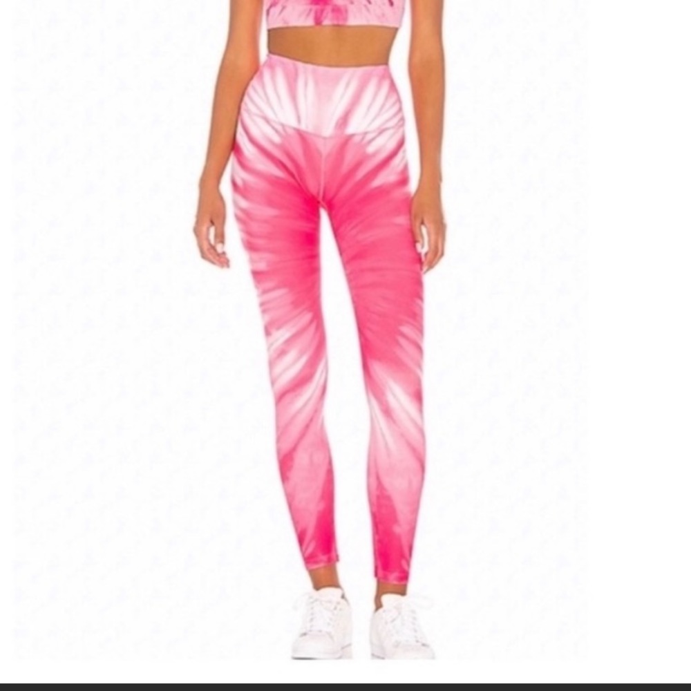 SPLITS59 Bardot Pink Tie Dye High Waist Leggings